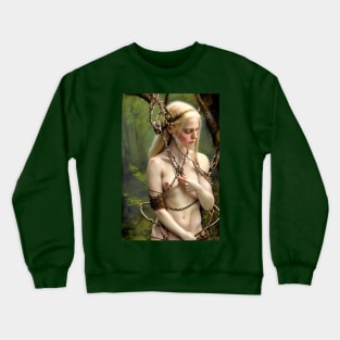 Elven Forest Princess in Bondage Chains NSFW AI Art Crewneck Sweatshirt